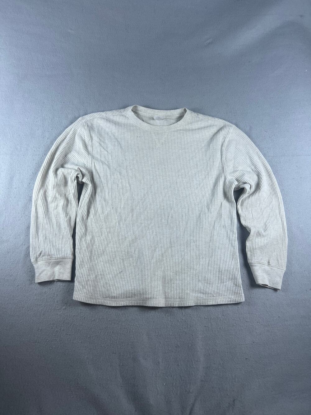 Wonder Nation Thermal Waffle Knit Shirt Boy 14-16 Off White Long Sleeve Crewneck